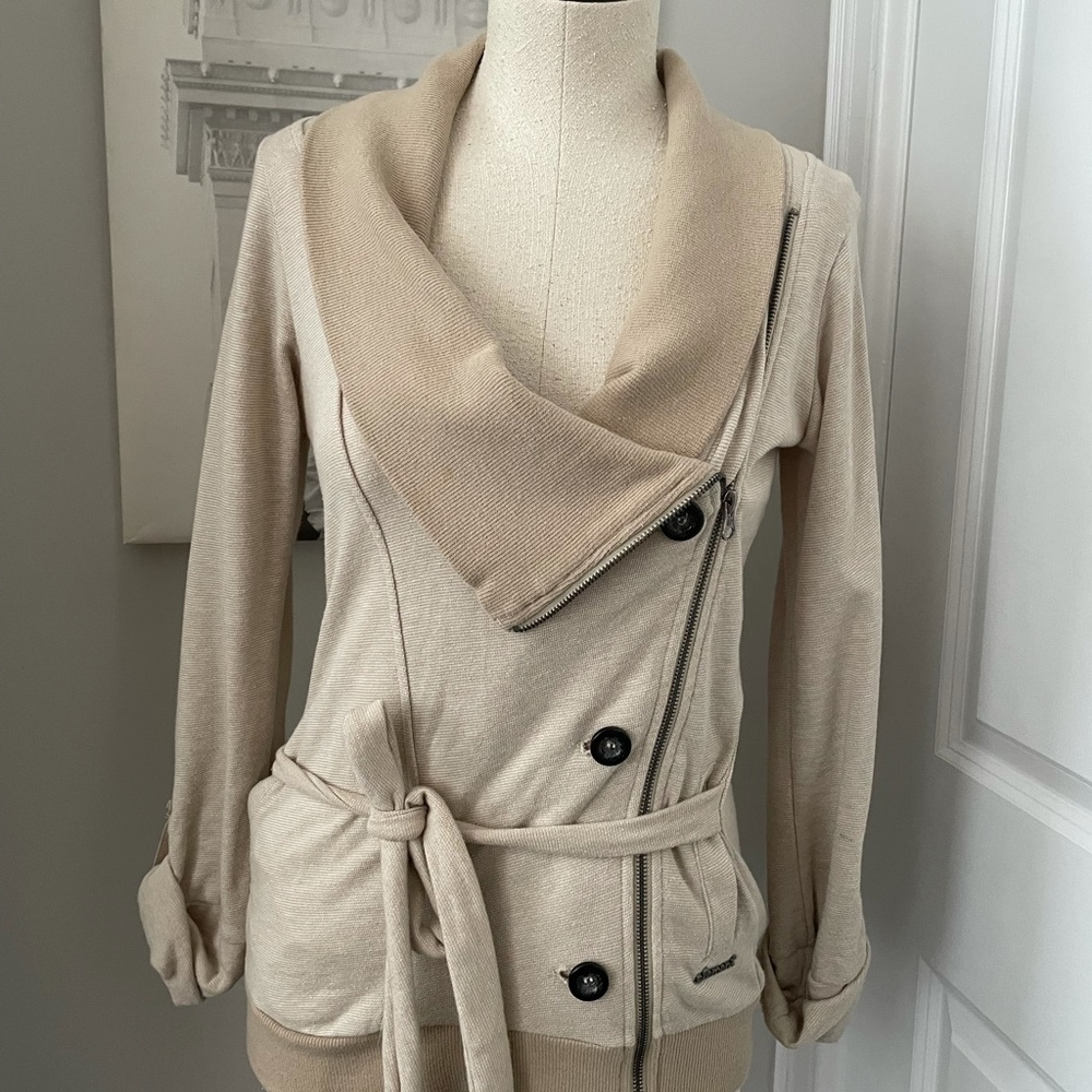 Element cardigan belted jacket M tan beige